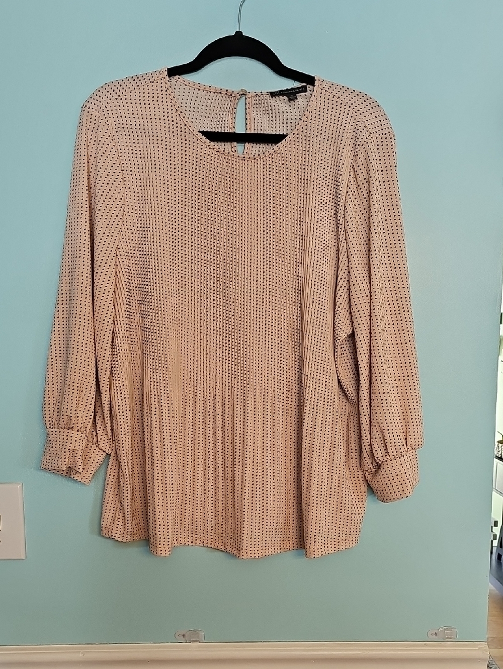 Light Pink Polka Dot Long Sleeve Blouse